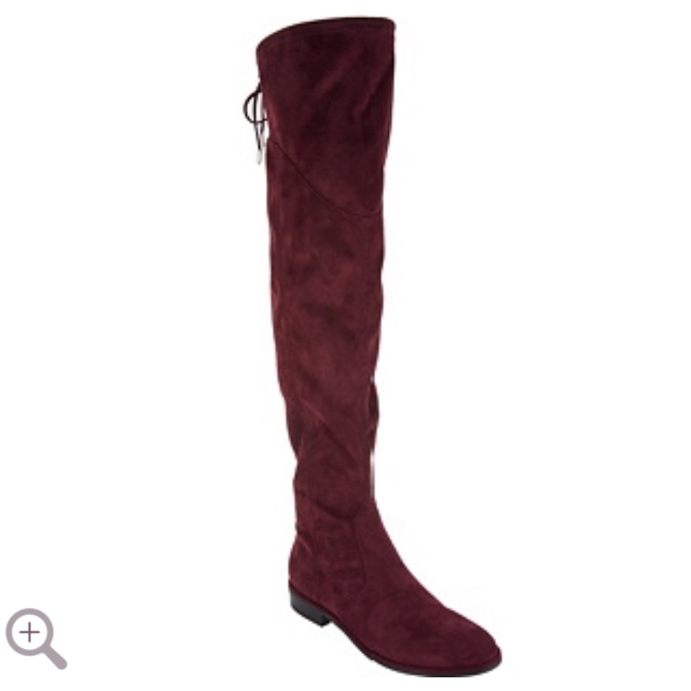 Burgundy over knee boots